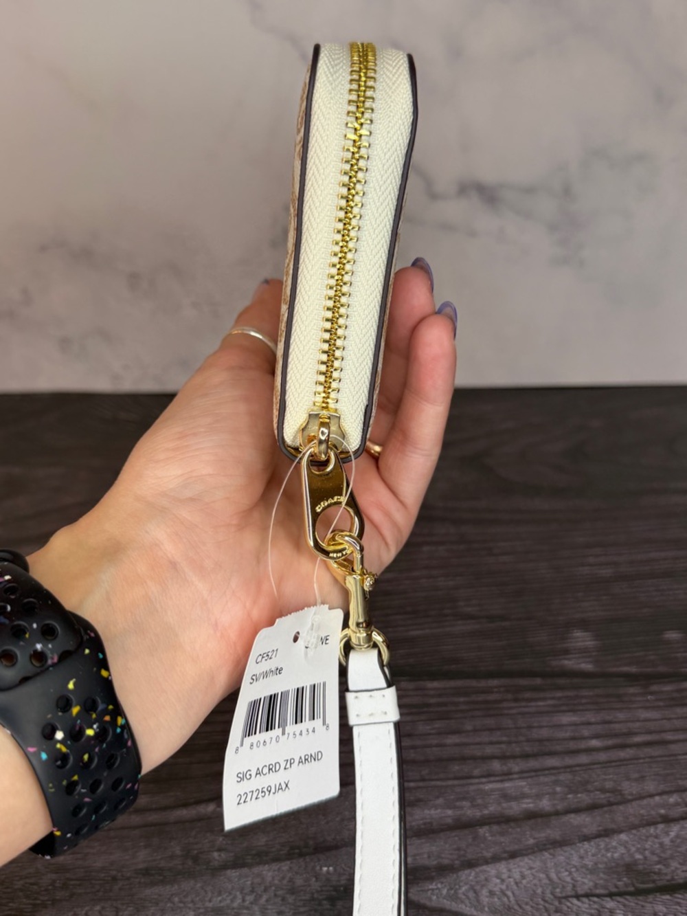 Coach Signature Canvas Zip Around Wristlet Wallet White NWT - Picture 5 of 9